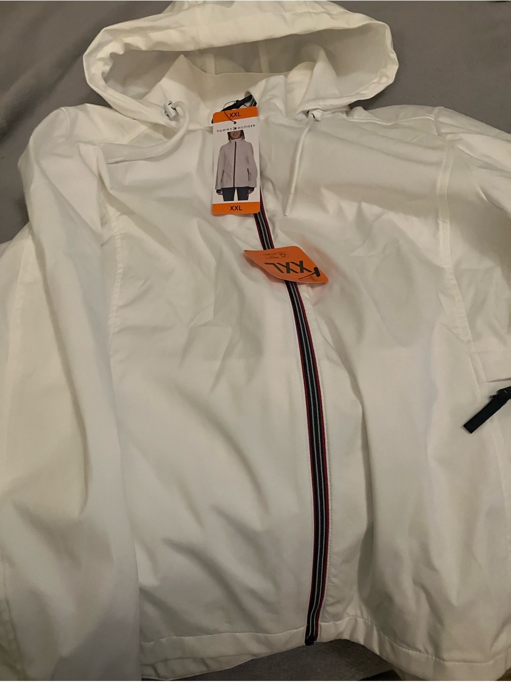 NWT, Tommy Hilfiger White Jacket, With Hood, Size XXL